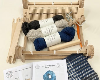 British Wool scarf kit, rigid heddle loom  weaving kit -learn to weave with this assembled loom, accessories, pattern, yarn and instructions