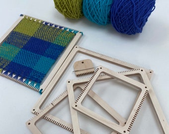 Square loom weaving kit, kit includes a frame loom, yarn, comb, needle and instructions - learn to weave with a perfect yarn lover gift