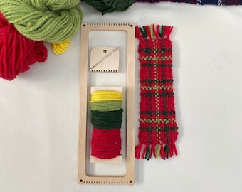 Tartan Bookmark Weaving Loom Kit: British Wool, Plaid Design