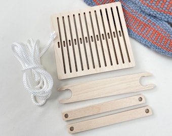 Back strap weaving kit, learn to weave a belt, strap or braid. Heddle, lease sticks, shuttle and instructions included