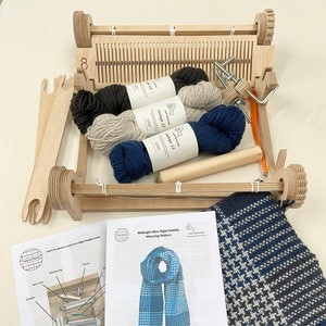 British Wool scarf kit, rigid heddle loom  weaving kit -learn to weave with this assembled loom, accessories, pattern, yarn and instructions