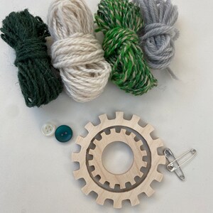 Green and grey yarn with flower weaving kit