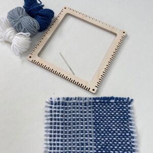 pinless pin loom weaving kit with fabric square as an example