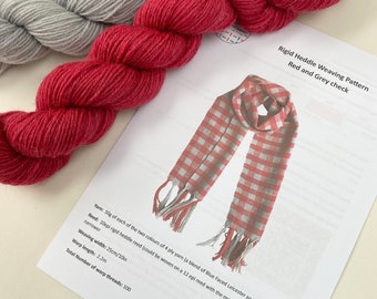 Scarf weaving kit for weaver who already has a rigid heddle loom  - weave a red a grey scarf using the pattern, yarn and instructions.