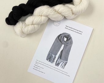 Houndstooth Scarf Weaving Craft Kit: Black, White, Red, Grey - Rigid Heddle Loom