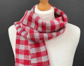 Houndstooth Red and Grey Scarf Weaving Craft Kit - Rigid Heddle Loom