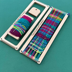 Bookmark Weaving Loom Kit: Rainbow & Neon Wool Yarn, DIY Craft
