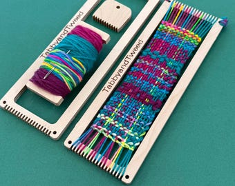 Bookmark Weaving Loom Kit: Rainbow & Neon Wool Yarn, DIY Craft