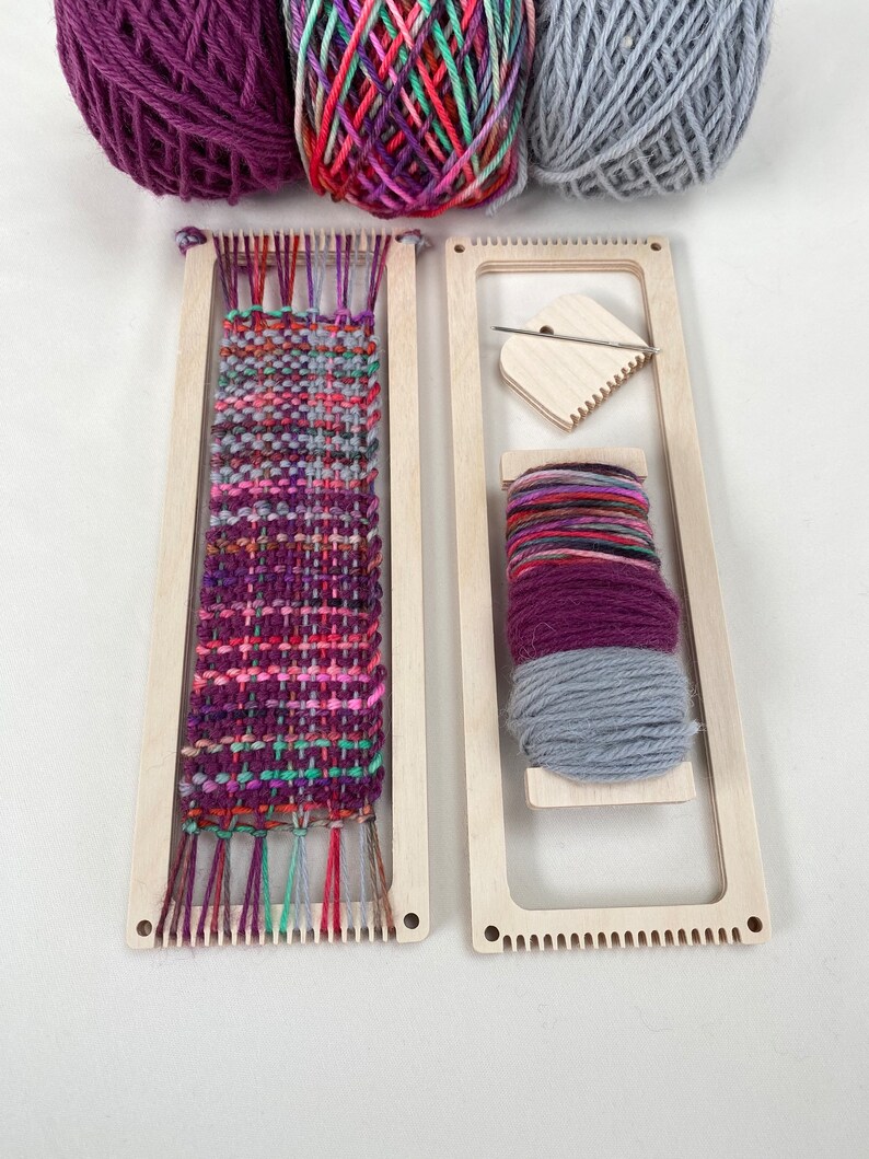 6-Piece Wood Weaving Loom Kit - Bookmark Looms With Comb & Needle For Beginners