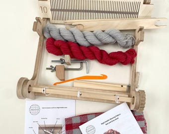 Rigid Heddle Loom Weaving Kit: Red & Gray Check Scarf, UK Made