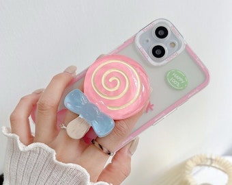 Cute 3D Candy Sweet Lollipop Cell Phone Grip Holder | Kawaii Phone Accessory | Phone Stand | Pink Lollipop Finger Ring | Iphone Phone Ring