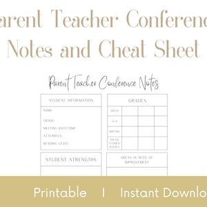 Parent Teacher Conference Printable Form for Teachers/ Special Education Digital Print Instant Download