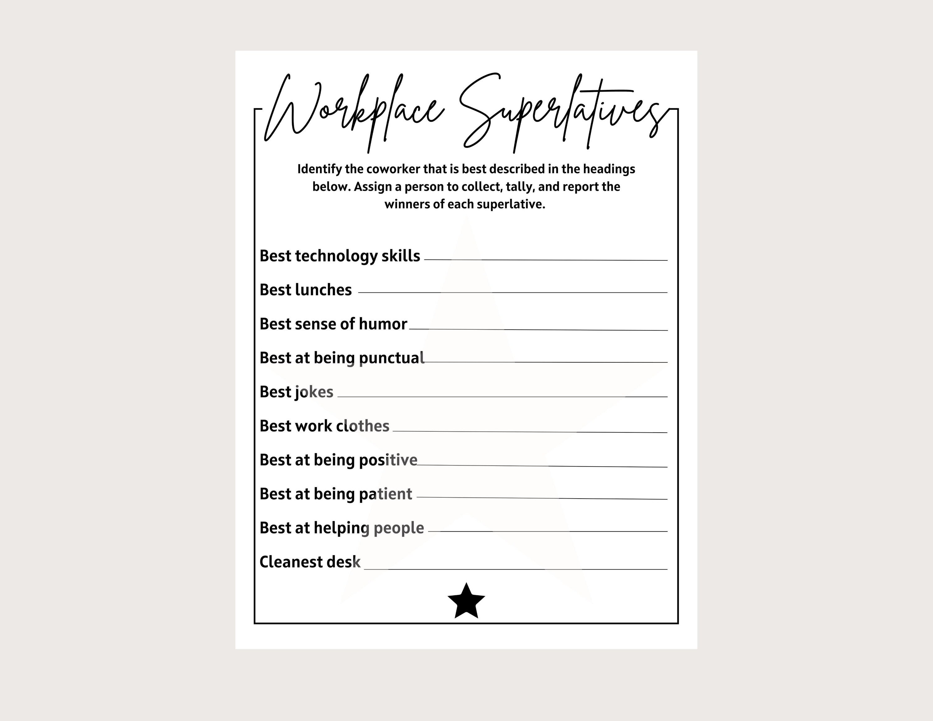 Work Superlatives Printable Instant Download I Work Party Etsy Australia