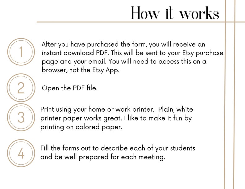 Parent Teacher Conference Printable Form for Teachers/ Special ...