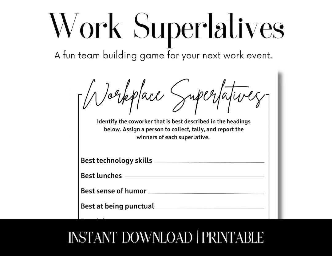 Work Superlatives Printable, Instant Download I Work Party Game I Perfect for Office Party