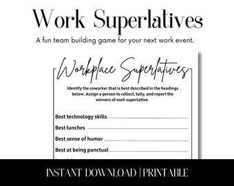 Work Superlatives Printable, Instant Download I Work Party Game  I Perfect for Office Party, Staff Appreciation, Happy Hour