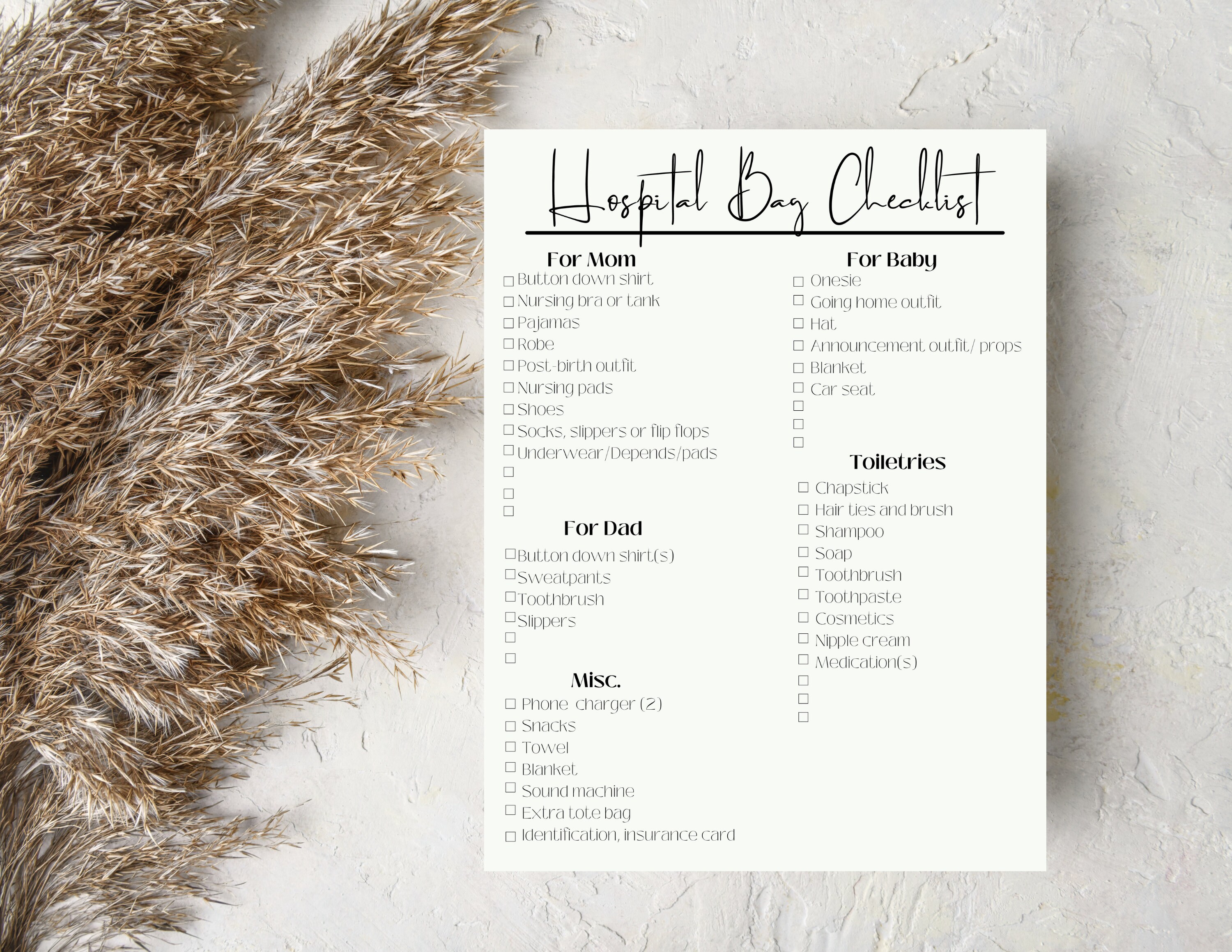 Minimalist Hospital Bag Checklist For Mom And Baby