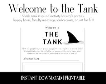 Shark Tank Inspired Welcome to the Tank Office/Work Party Printable for Work Team Building, Happy Hour, Office Games, Icebreaker Activity
