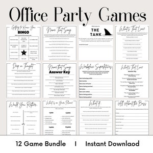 12 Unique Office Party Games Printable Bundle for Work Team Building, Happy Hour, Icebreaker, Fun Work Party Activity Instant Download