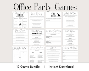 12 Unique Office Party Games Printable Bundle for Work Team Building, Happy Hour, Icebreaker, Fun Work Party Activity Instant Download