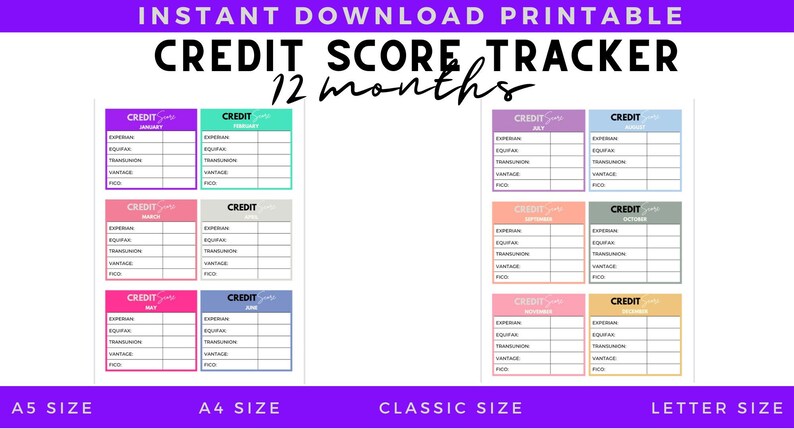 Credit Score Tracker Printable Instant Download | Etsy