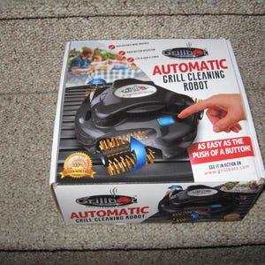 NEW Grillbot Automatic Grill Cleaning Robot & CHARGER Black with Brass Brushes