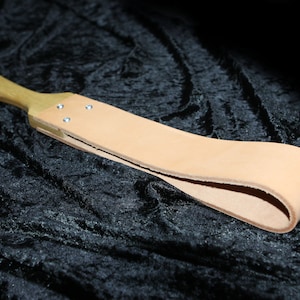 Double Smooth Hard Leather Paddle - Black or Light - 18&quot; (45 cm)
