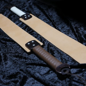 Smooth Hard Leather Paddle - Black or Light - 23&quot; (58 cm)