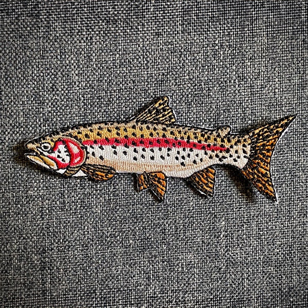 Rainbow Trout Iron-On Embroidered Patch | Quality Fish Patches for Jackets, Hats, Vests, Backpacks | Fly Fishing Gifts for Men and Women