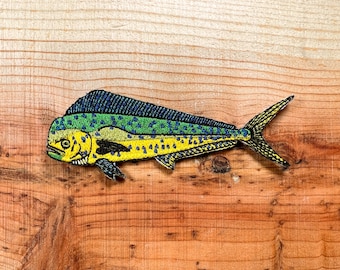 Mahi-Mahi Embroidered Iron-On Patch: Saltwater Fishing Gift