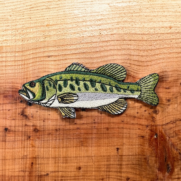 Largemouth Bass Iron-On Embroidered Patch | Quality Fish Patches for Jackets, Hats, Vests, Backpacks | Fishing Gifts for Men and Women