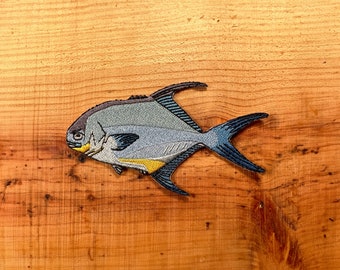 Permit Fish Iron-On Patch: Embroidered Saltwater Fishing Applique