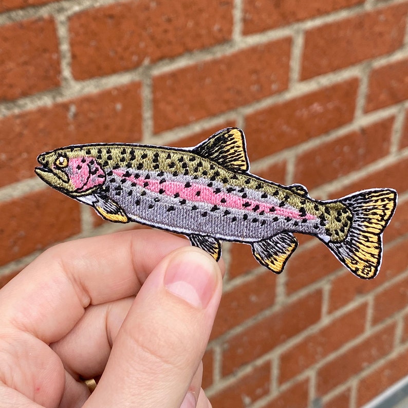 Rainbow Trout Iron-On Patch Quality Fish Patches for Jackets, Hats & More Fly Fishing Gifts image 1