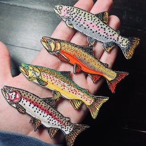 Trout Patch Set of 4 Rainbow x2, Brook, Brown Quality Embroidered Iron-on  Patches for Jackets, Hats, Vests, Backpacks Fly Fishing -  Finland
