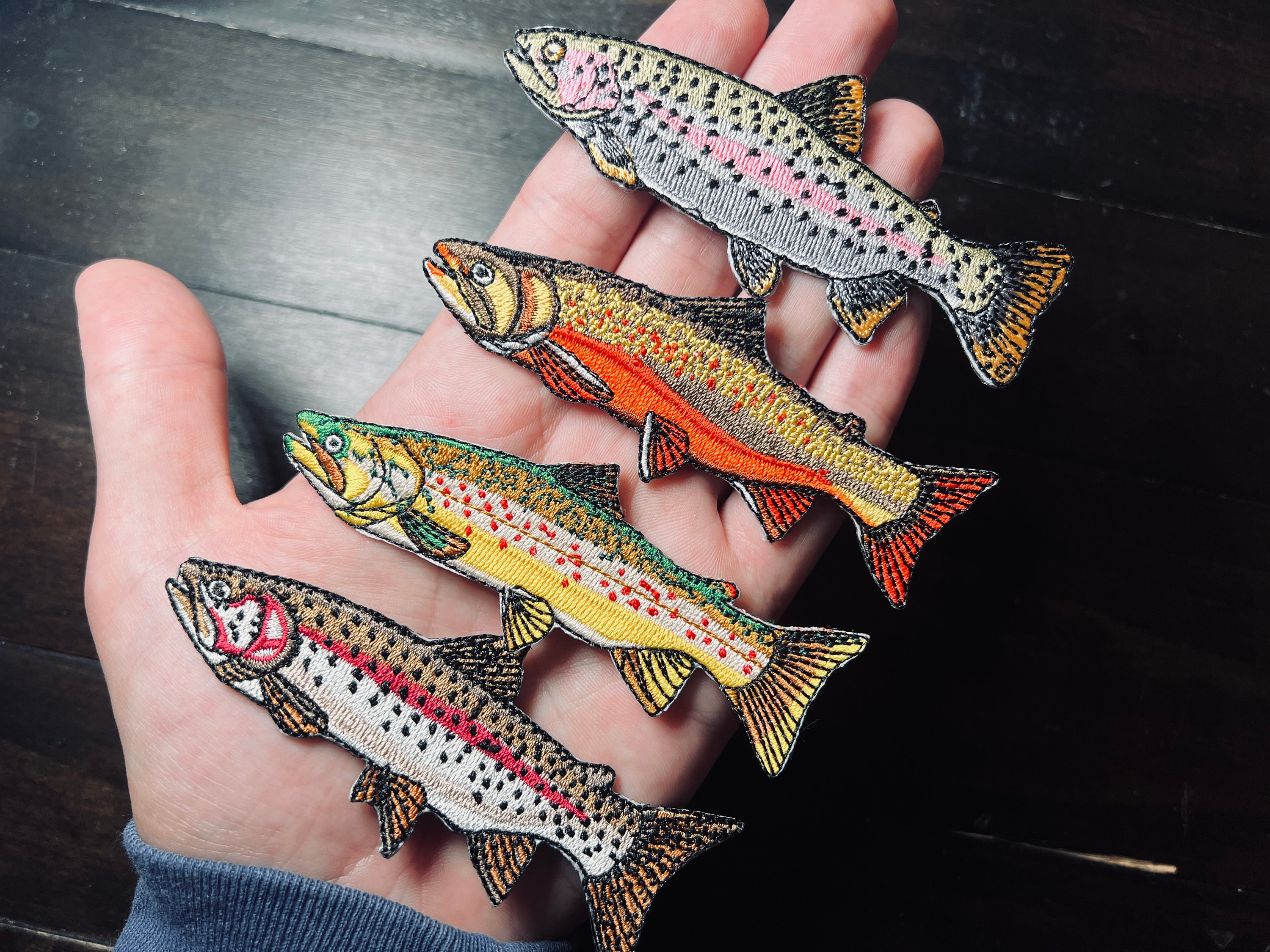 PatchStop Bass Fisherman Blue Tan Iron On Patches for Clothing Jeans -  3x3in Small DIY Sew On Patch for Jackets Bags - Embroidered Decorative  Fishing