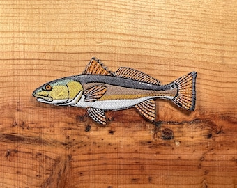 Redfish Iron-On Patch: Embroidered Fish Applique