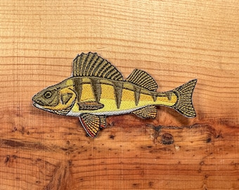 Yellow Perch Embroidered Iron-On Patch: Angler Gift