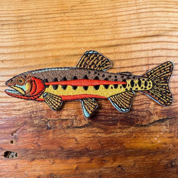 Golden Trout Iron-On Embroidered Patch | Quality Fish Patches for Jackets, Hats, Vests, Backpacks | Fly Fishing Gifts for Men and Women