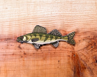 Walleye Iron-On Embroidered Patch | Quality Fish Patches for Jackets, Hats, Vests, Backpacks | Fishing Gifts Men & Women
