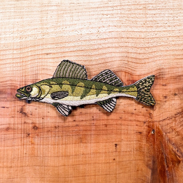 Walleye Iron-On Embroidered Patch | Quality Fish Patches for Jackets, Hats, Vests, Backpacks | Fishing Gifts Men & Women