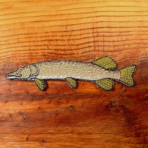 Pike Iron-On Embroidered Patch Quality Fish Patches for Jackets, Hats, Vests, Backpacks Fishing Gifts for Men and Women image 1