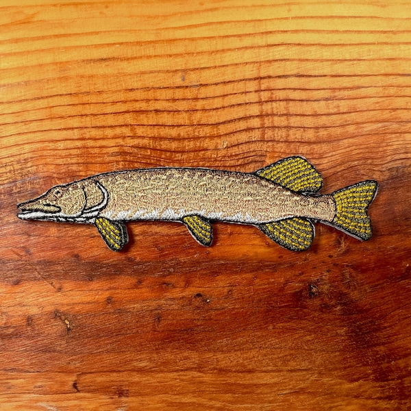 Pike Iron-On Embroidered Patch | Quality Fish Patches for Jackets, Hats, Vests, Backpacks | Fishing Gifts for Men and Women