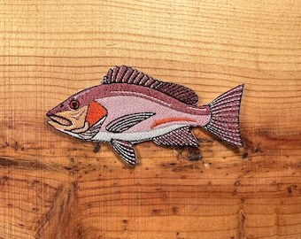 Red Snapper Embroidered Patch: Iron-On Fish Applique (4 inch)