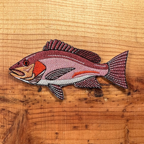 Red Snapper Iron-On Embroidered Patch | Quality Fish Patches for Jackets, Hats, Vests, Backpacks | Saltwater Fishing Gifts for Men and Women