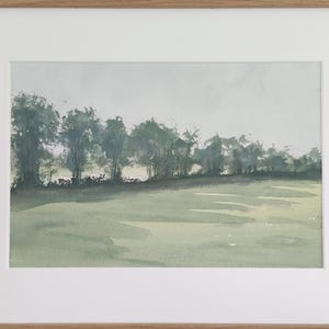 originale [fatto a mano] acquerello / scenario acquarel - campo olandese con mucche in estate, dipinto 20x30 - passe partou 30x40 cm