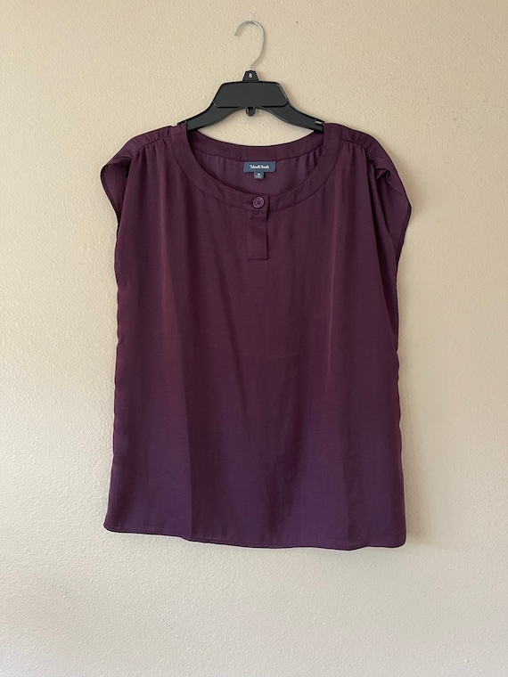 90s Eggplant Beaded Silk Blouse (S)