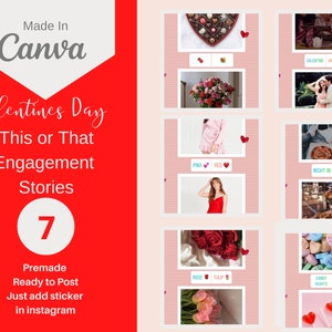 7 Valentines Day This or That Instagram Canva Templates | Social Media Marketing | Content | Ready to Post