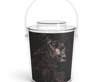 Floral Ice Bucket with Tongs