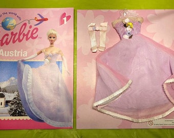 Neues Vintage Entdecke die Welt mit Barbie Outfit/Kleid & Magazin No 1 Austria.