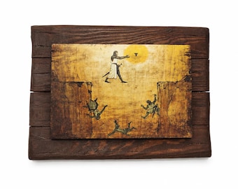 Indiana Jones Leap of Faith Painting: Handmade Wood & Canvas Wall Art
